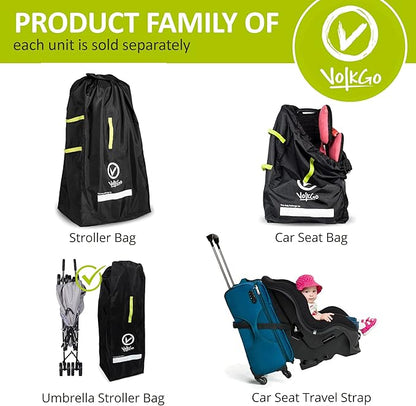 V VOLKGO Stroller Bag for Airplane, Large Cover for Airtravel, Jogger & Umbrella Stroller Cover for Travel - Fits Most Sizes, Gate Check Bag, Heavy Duty Durable Infant carrier covers for Air Travel
