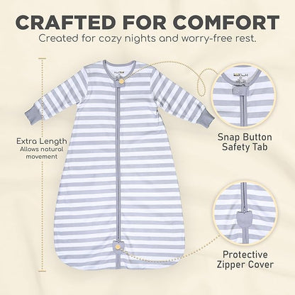 Mama Cheetah Baby Sleep Sack with Sleeves, 0.5 TOG Organic Cotton Wearable Blanket and Two-Way Zipper, Swaddle Transition Long Sleeve Sleeping Bag for Newborn Infant Toddler, 6-12 Months