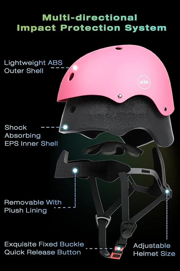 XJD Kids Bike Helmet,Multi-Sport Protective Gear Set for 3-5-8-14 Years Boys Girls with Knee and Elbow Pads Wrist Guards fit Roller Skates,Cycling,Skateboarding,Skating Scooter