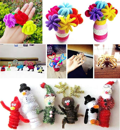 1,000 Pipe Cleaners in 20 Colors Pipe Cleaners Value Pack of Multicolor Chenille Stems for DIY Arts and Craft Projects and Decorations - 6 mm x 12 inch