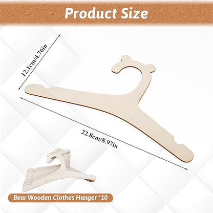 10 Pack Wooden Kids Hangers, 9inch Cute Wood Baby Hangers Nursery Hangers, Non Slip Coat Hanger for Baby Toddler Kids Clothes & Pants(Style1)