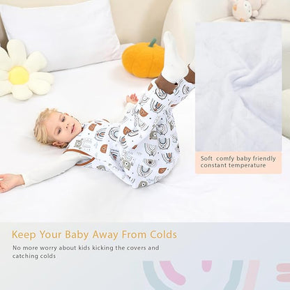 Baby Toddler Sleep Sack with Feet 2.5 TOG Winter, Wearable Blanket with Legs, Toddler Sleeping Sack Long Sleeve (Bear, 12-24 Month)