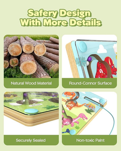 Magnetic Color and Number Maze, Montessori Busy Toys for 2 3 4 5 Year Old, Wooden Puzzle Activity Board, Learning Educational Toddler Toy for Kids 3 4 5 Year Old, Toddler Travel Toys for Preschoolers