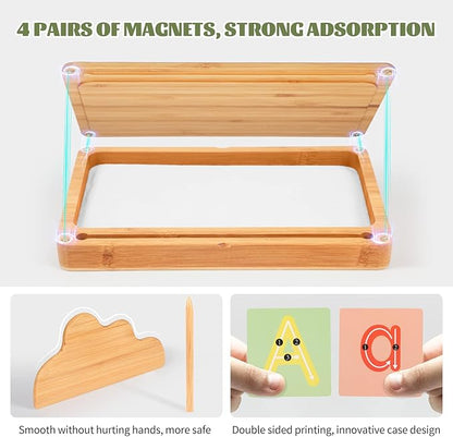 Sand Tray for Classroom Montessori Sand Tray with Lid Wooden Sand Trays for Kids Writing Letters and Numbers (White)