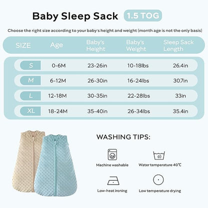 JELLYMONI Fleece Baby Sleep Sack 12-24 Months, 1.5 Tog Warm Winter Baby Wearable Blanket with Plush Dots and 2-Way Zipper, Cotton Toddler Sleep Sack