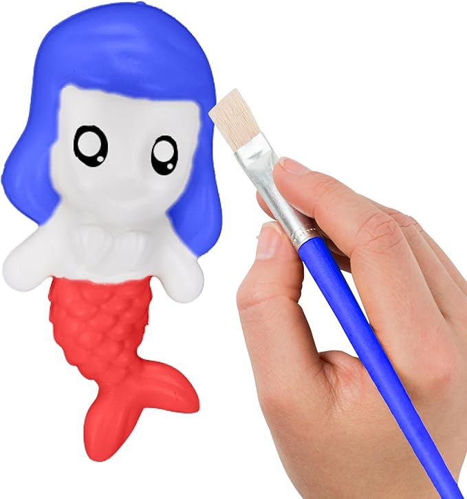 Neliblu Paintable Squishies for Kids - DIY Paint Squishy Animals - Arts and Crafts Activity for Kids - Set Includes 1 Animal, 1 Paint Rack, 1 Brush - Ideal Gifts for Children - ONLY 1 Squishy