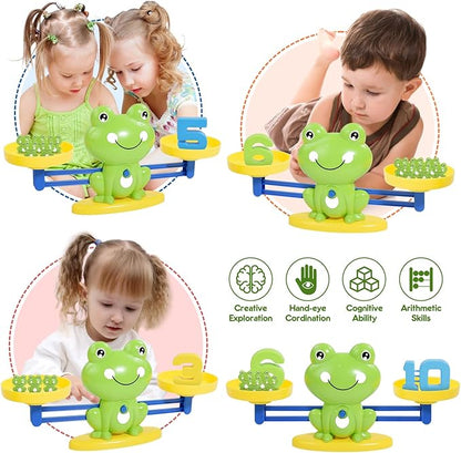 BAKAM Frog Balance Scale Toy, Number Counting Blocks Games, Montessori Math Games for Kids 5-7, Preschool Kindergarten Learning Activities, STEM Educational Toys for 3+ Year Old