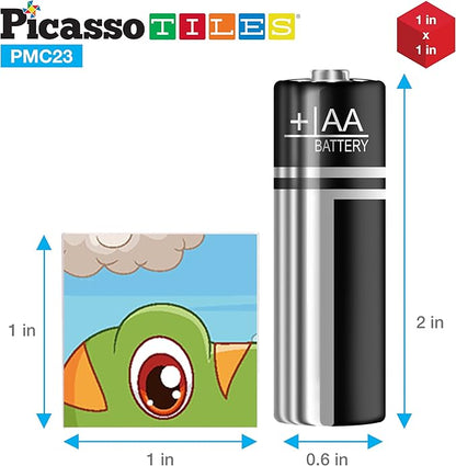 PicassoTiles Magnetic Cube Puzzle 6-in-1 Dinosaur Theme Pattern Magnet Brain Teaser Building Cubes 120 Pictures Toy Set Kids Ages 3 & Up Preschool Children Promote Problem Solving Skills PMC23