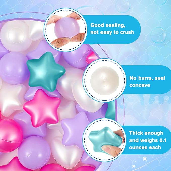 100 Pieces Ball Pit Balls for Kids Star Heart Shape Plastic Balls for Toddler Playpen 2.17'' Play Toy Ball for Inflatable Pool Friendship Bracelet Birthday Banner T-Swift-Themed Party
