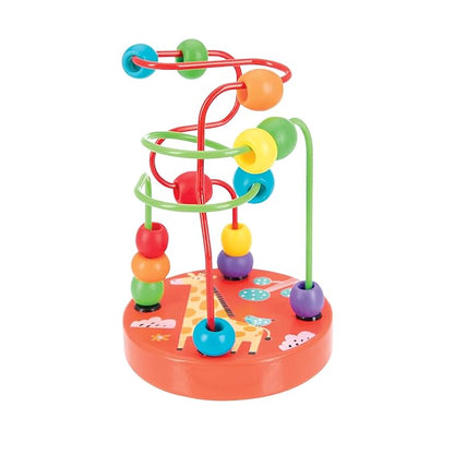 Nuby Colorful Mini Wooden Bead Maze Roller Coaster- Early Educational Toy