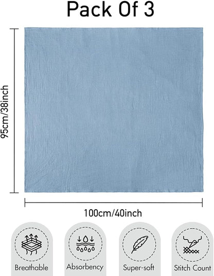GLLQUEN BABY Muslin Swaddle Blankets,3-Pack Receiving Blanket for Newborn Boys and Girls,Baby Swaddle Blanket Unisex, Elephant,Baby Essentials, Registry & Gift, 40 x 38 inches