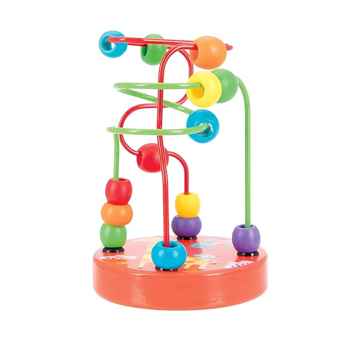 Nuby Colorful Mini Wooden Bead Maze Roller Coaster- Early Educational Toy