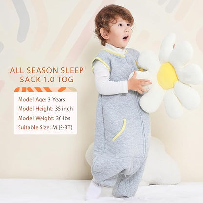 Baby Toddler Sleep Sack with Feet 2.5 TOG Winter, Wearable Blanket with Legs, Toddler Sleeping Sack Long Sleeve (Giraffe, 2T-3T)