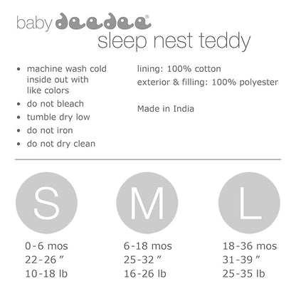 baby deedee Sleep Nest Teddy Baby Sleeping Bag, Pink, Large (18-36 Months)