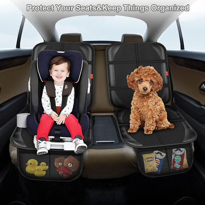 Car Seat Protector,Auto Car Seat Protectors Baby Carseat Waterproof Durable 600D Fabric for Child Baby Car Seat Mat Vehicle Pet Cover 2 Storage Pockets (1 Pack)
