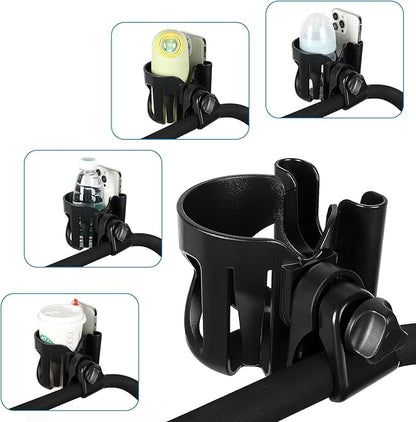 Accmor Universal Cup Holder, Stroller Cup Holder with Phone Holder, 360° Rotatable Large Caliber Designed Bottle Holder for Stroller, Bike, Wheelchair, Walker, Scooter