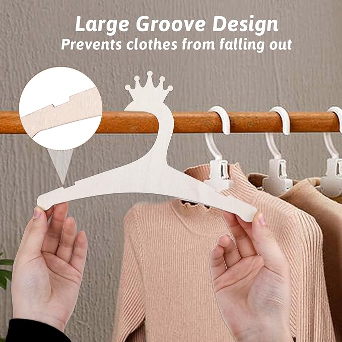 10 Pack Wooden Kids Hangers, 9inch Cute Wood Baby Hangers Nursery Hangers, Non Slip Coat Hanger for Baby Toddler Kids Clothes & Pants(Style2)