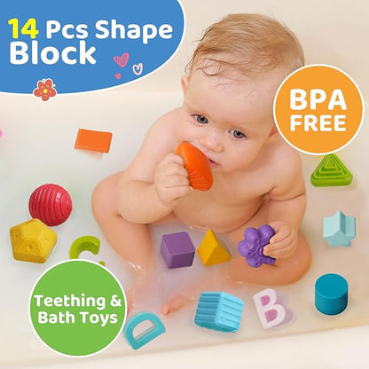 LiKee Montessori Toys for 1+ Years Old, Shape Sorter Baby Toys for Girls Boys Birthday, Colorful 1 2 3 Years Infant Toddler Toy, Learning & Fine Motor Skills 18+ Months (Cuboid)