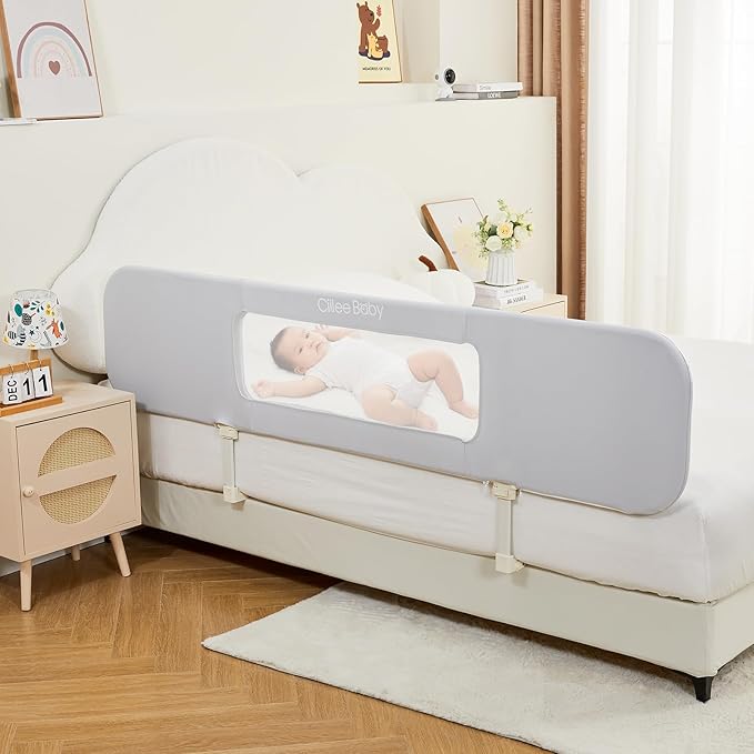 Ciilee Baby Bed Rail for Toddlers Extra Large 72.83" L Kids Rails Guard for Twin, Full, Queen, King Bed Adjustable Children Side Railing Safety Bedrail Foldable Barandas para Camas de Niños (Grey