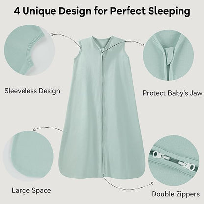 Baby Sleep Sack 12-18 Months 0.5 Tog Wearable Blanket Baby, 3 Pack 100% Cotton Lightweight Sleeping Sack with 2-Way Zipper for Infant Toddler Excavator
