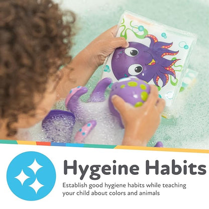 Nuby Bath Fun Time Book with Water-Proof Pages and Surprise Squeaker, Early Education, 0 M+