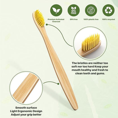 10 Pack Rainbow Bamboo Toothbrushes | Biodegradable & Compostable Eco-Friendly Natural Bamboo Charcoal Toothbrushes | BPA Free Soft Bristles Wooden Toothbrush - 100% RECYCLED PACKAGING (Rainbow)