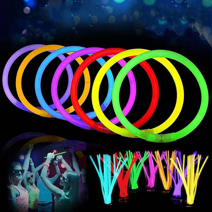100PCS Glow Sticks Bulk Party Pack, Halloween Glow Sticks For Kids Camping, Glow In The Dark Sticks,8” Glow Party Supplies Bracelets