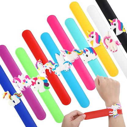 10 Pack Unicorns Slap Bracelets for Kids Silicone Unicorn Wristbands Snap Bracelets Unicorn Party Favors for Kids Girls Boys Birthday Gifts Goodie Bag Stocking Stuffers Carnival Prizes