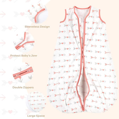 Yoofoss Baby Sleep Sack 18-24 Months Baby Wearable Blanket 100% Organic Cotton 2-Way Zipper TOG 0.5 Toddler Sleeping Sack, Lightweight (X-Large)