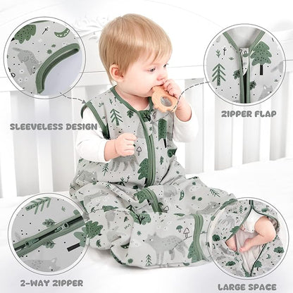Yoofoss Baby Sleep Sack 18-24 Months Baby Wearable Blanket 100% Organic Cotton 2-Way Zipper Toddler Sleeping Sack，3 Pack Soft Lightweight Sleep Sacks for Babies