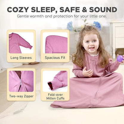 Mama Cheetah Baby Sleep Sack with Sleeves, 0.5 TOG Organic Cotton Wearable Blanket and Two-Way Zipper, Swaddle Transition Long Sleeve Sleeping Bag for Newborn Infant Toddler, 24-48 Months