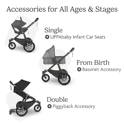 UPPAbaby Ridge Jogging Stroller/Durable Performance Jogger with Never-Flat Tires/Built for Walking, Running, Hiking/Water Bottle Holder and Basket Cover Included/Theo (Dark Taupe/Carbon Frame)