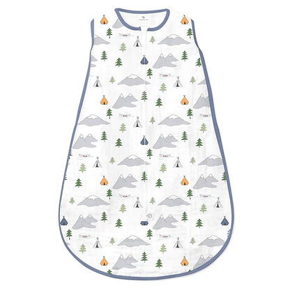 Amazing Baby Cotton Muslin Sleeping Sack, For Baby Boy or Girl, Wearable Blanket with 2-way Zipper, Outdoor Adventure, Denim, Large (12-18 Month)