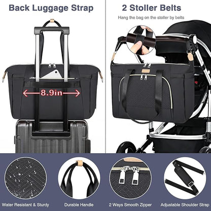 ITIEZY Diaper Bag Tote for Baby - Large Mommy Bag with Portable Changing Pad Pacifier Case, Hospital Bags Travel Baby Bag