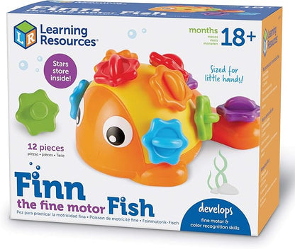 Learning Resources Finn the Fine Motor Fish - 12 Pieces, Ages 18+ months Fine Motor and Sensory Toy, Counting & Color Recognition Toys, Educational Toys for Toddlers, Toddler Montessori Toys