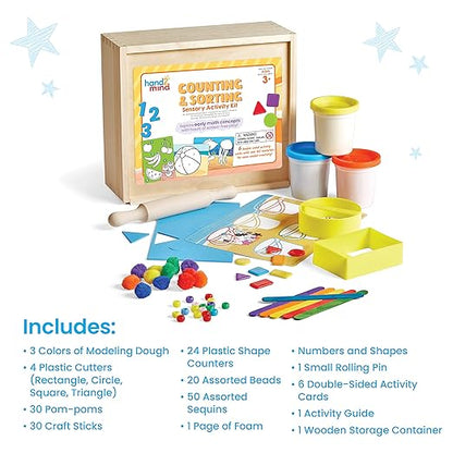 hand2mind Counting and Sorting Sensory Activity Kit, Loose Parts Play Materials for Kids, Sensory Box, Montessori Sensory Bin with Lid, Fine Motor Toys, Play Therapy Toys, Arts and Crafts Kits