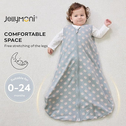 JELLYMONI Baby Sleep Sack 0-6 Months Wearable Blanket for Baby, 100% Cotton 2 Pack Infant Toddler Sleeping Sack Lightweight Soft 2-Way Zipper Sleepsack
