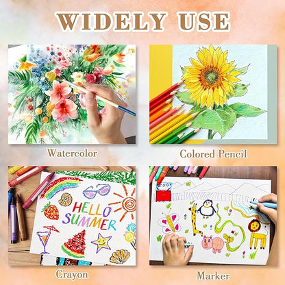 100PCS 9x12 Watercolor Paper Bulk, 140lb/300g Cold Press Thick Water Color Paper Pad for Kid Child Adult, White Art Paper for Drawing Painting Markers Gouache, Textured Cotton Paper Sheets