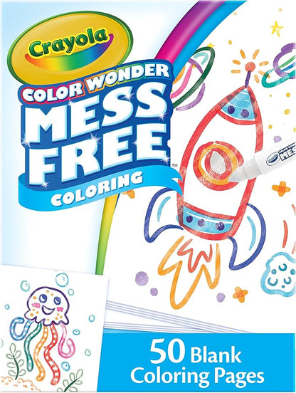 Crayola Color Wonder Mess Free Coloring Pages (50ct), Create Your Own Coloring Pages, Blank Color Wonder Refill, Toddler Gift, 3+