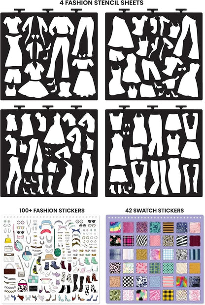 Fashion Angels Fashion Runway Portfolio - Fashion Design Sketch Book with Stencils & Stickers - Ages 8 & Up