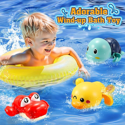 Baby Bath Toys,Light Up Crab Bubble Machine Blower with LED Lights,3 Cute Wind-Up Bath Toys for Kids Ages 1-3 4-8 Toddler Bathub Toy Great Birthday Gifts for Kids