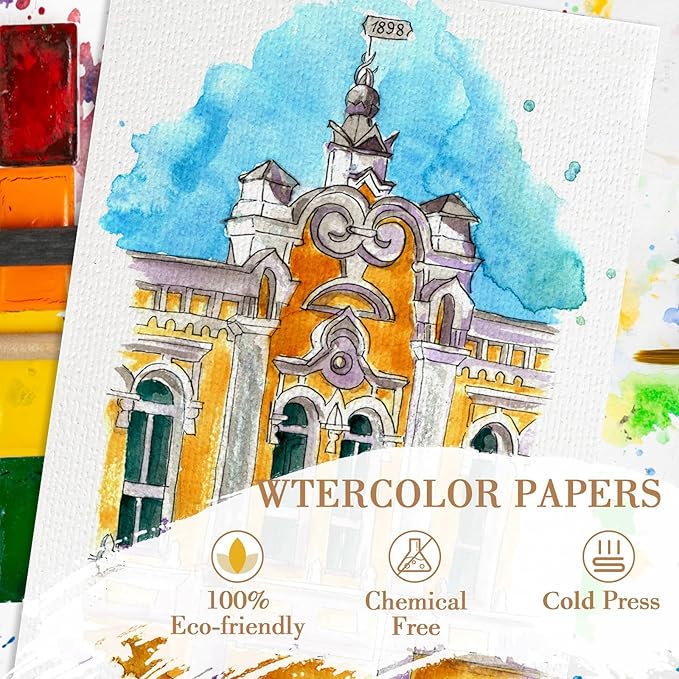 100PCS 8.5x11 Watercolor Paper Bulk, 140lb/300g Cold Press Thick Water Color Paper Pad for Kids Child Adults, White Art Paper for Drawing, Painting, Markers, Gouache, Textured Cotton Paper Sheets