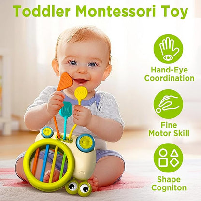 iPlay, iLearn Baby Snail Activity Cube, Toddler Montessori Toys for 1 Year Old, Infant Sensory Toy W/Shape Sorter Pull String for 6-9 12-18 Month, Developmental Birthday Gifts Boys Girls Age 2 3 Yr