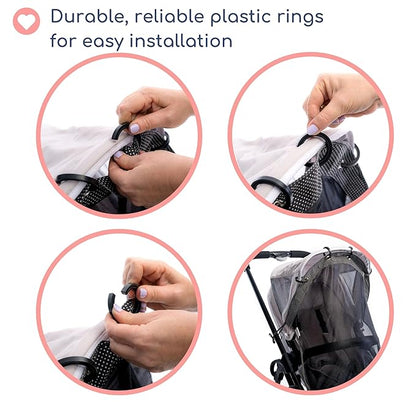Stroller Sun Shade - Universal UV Protection Cover for Strollers Sunshade with See Through, Clip-On Sun Blocker, Sun Shield for Baby, Breathable Adjustable Fit, Full Coverage, Large