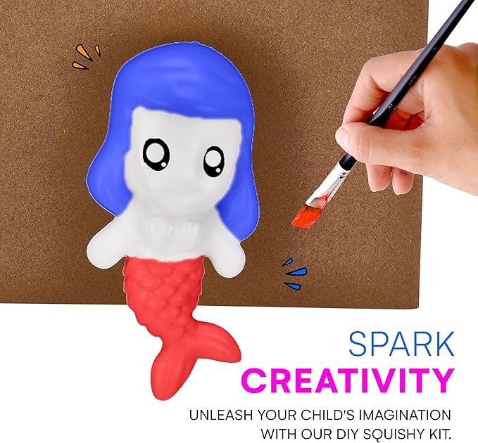 Neliblu Paintable Squishies for Kids - DIY Paint Squishy Animals - Arts and Crafts Activity for Kids - Set Includes 1 Animal, 1 Paint Rack, 1 Brush - Ideal Gifts for Children - ONLY 1 Squishy