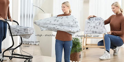 Multi-use Cover Carseat Canopy - Car Seat Covers for Babies, Breastfeeding Cover (Grey Grove)