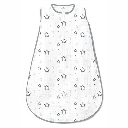 Amazing Baby Cotton Muslin Sleeping Sack, For Baby Boy or Girl, Wearable Blanket with 2-way Zipper, Stars, Sterling, Small (0-6 Month)