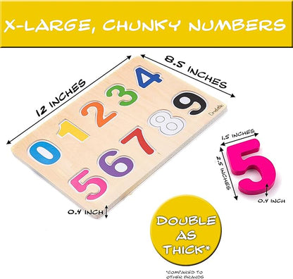 Magnetic Wooden Educational Number Puzzle - Learn Numbers & Color Recognition Toy – Toddler Preschool Game – Kids Montessori Education