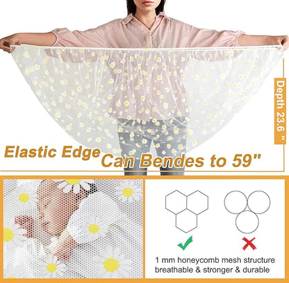Baby Stroller Mosquito Net (2 Pack) - Durable Mesh Protection for Bassinets, Cradles, Playards, Pack N Plays & Portable Mini Cribs | Breathable Universal Fit Insect Barrier (Black + Daisy)