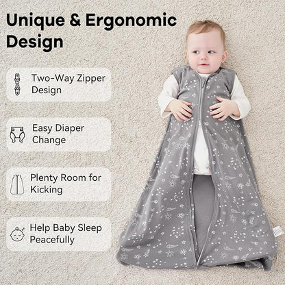 Baby Sleep Sack 12-18 Months 3 Pack 100% Cotton Lightweight 0.5 TOG Wearable Blanket Baby Sleep Bag with 2-Way Zipper for Infant Toddler